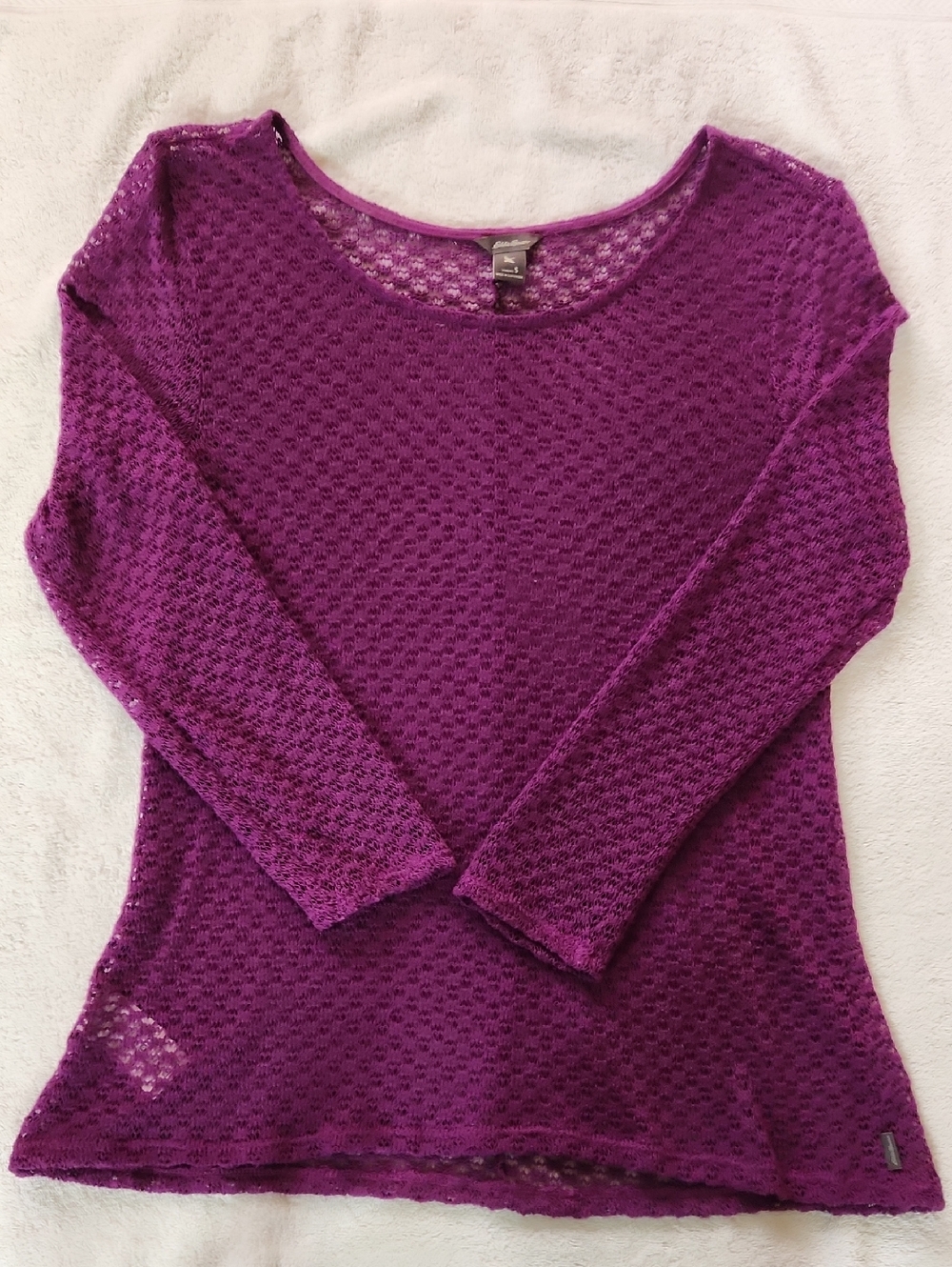 Eddie Bauer Fuscia Long Sleeve Open Knit Sweater Size Small